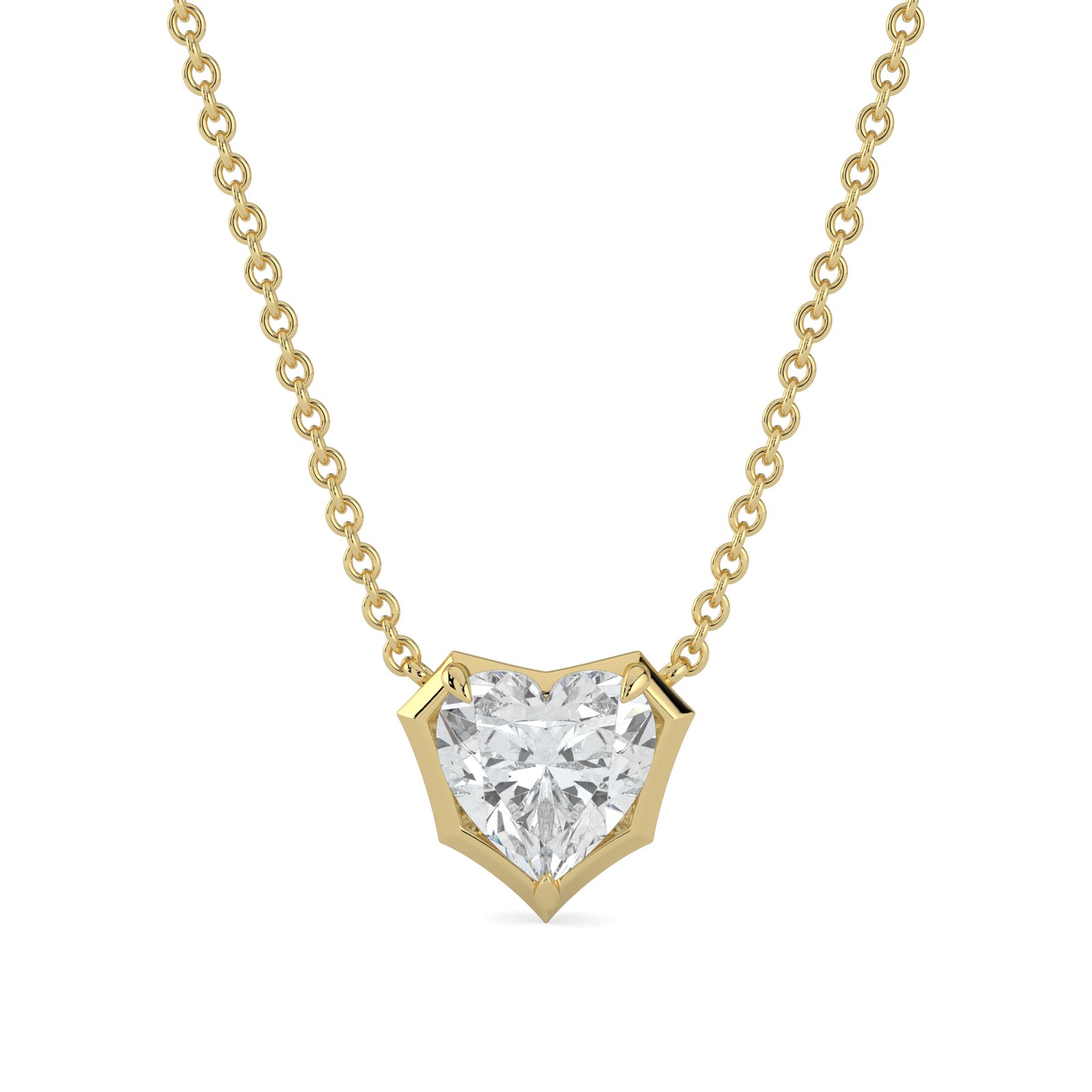 18K Gold Heart-Shaped Diamond Pendant Necklace - One Carat Jewelry