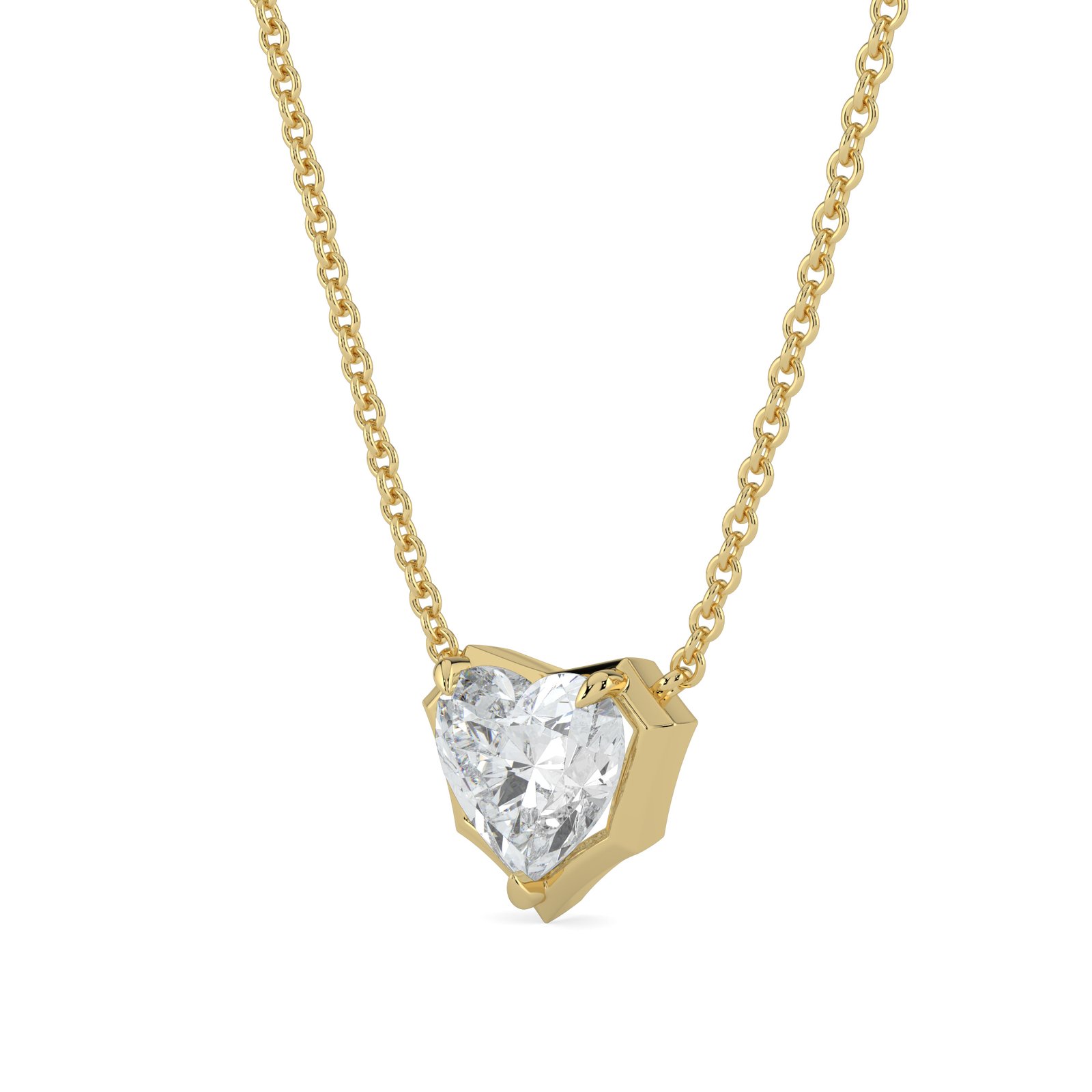 18K Gold Heart-Shaped Diamond Pendant Necklace - One Carat Jewelry
