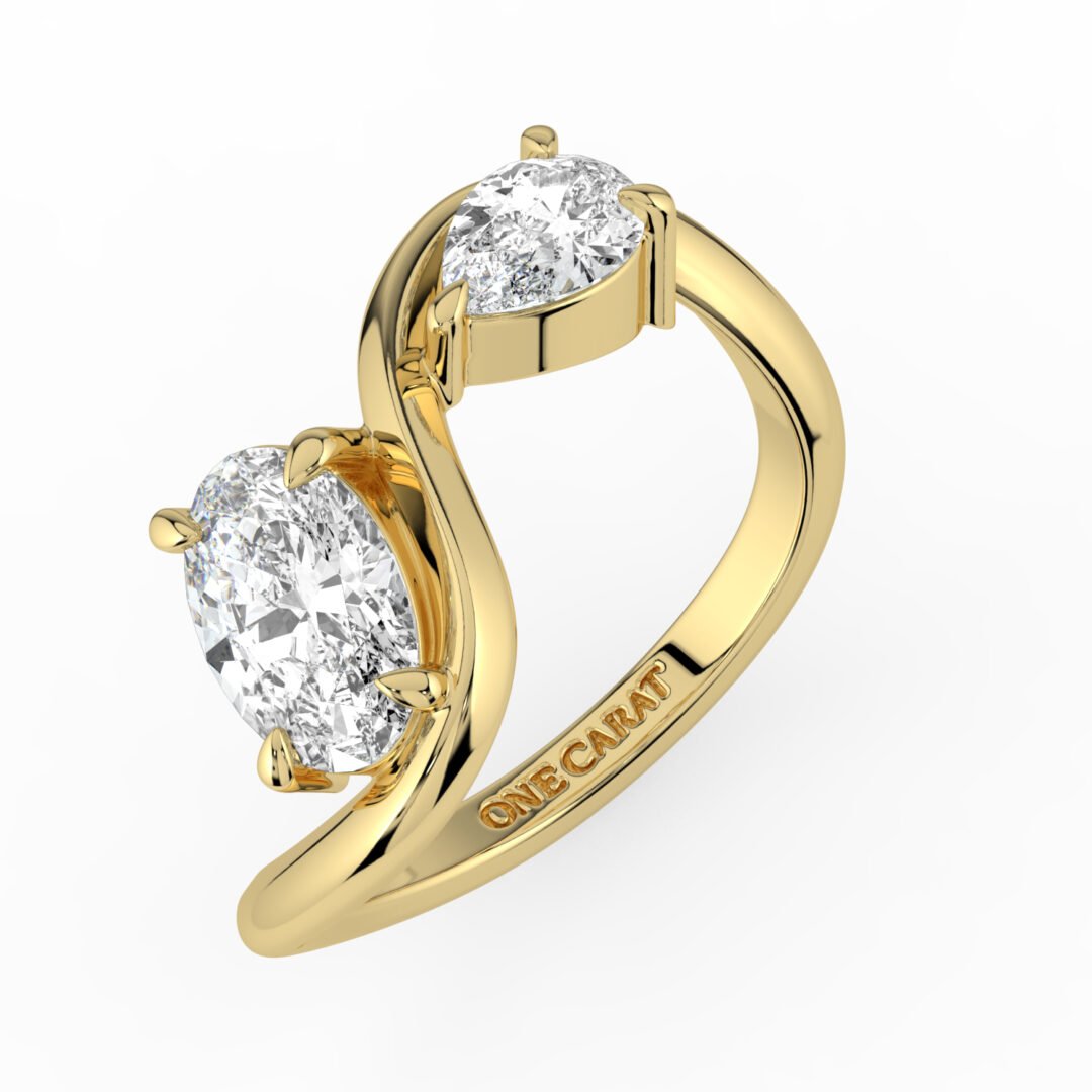 18K Gold Infinity Diamond Ring with Oval & Pear Cuts - One Carat Jewelry