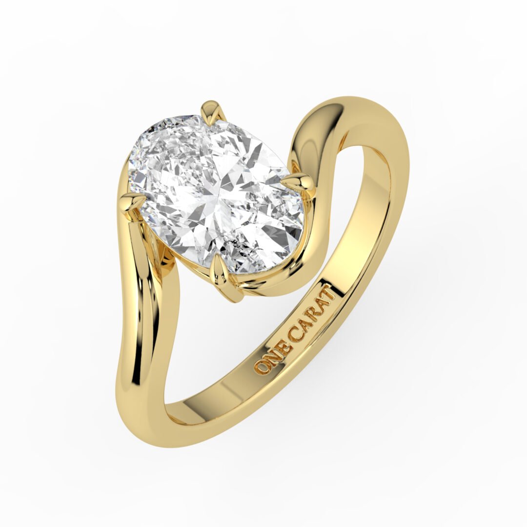 18K Gold Oval-Cut Diamond Twist Engagement Ring - One Carat Jewelry