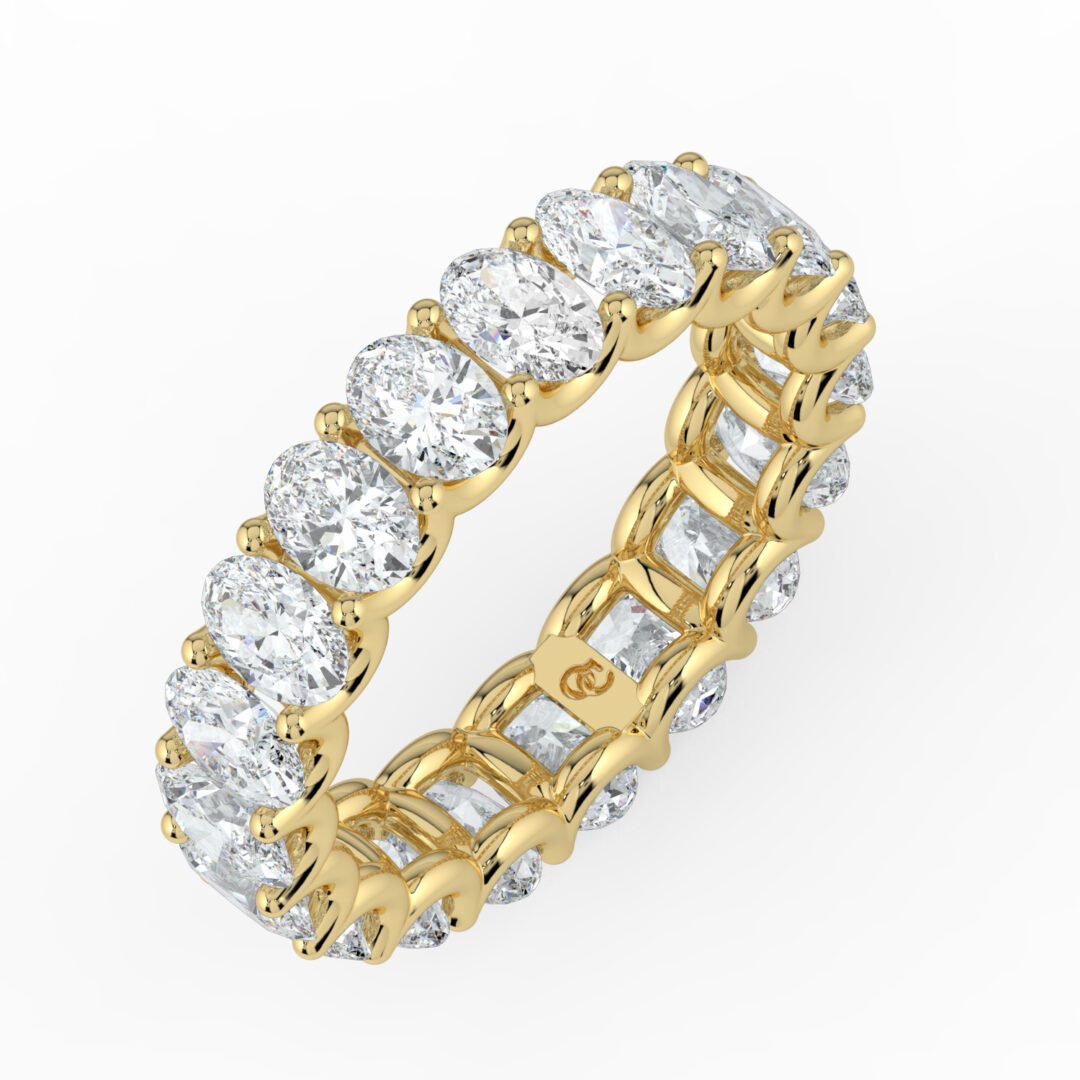 18K Gold Oval Lab-Grown Diamond Eternity Band - One Carat Jewelry