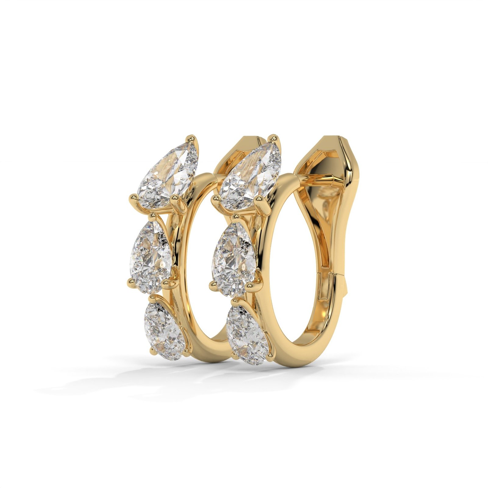 18K Gold Pear-Cut Diamond Hoop Earrings - One Carat Jewelry