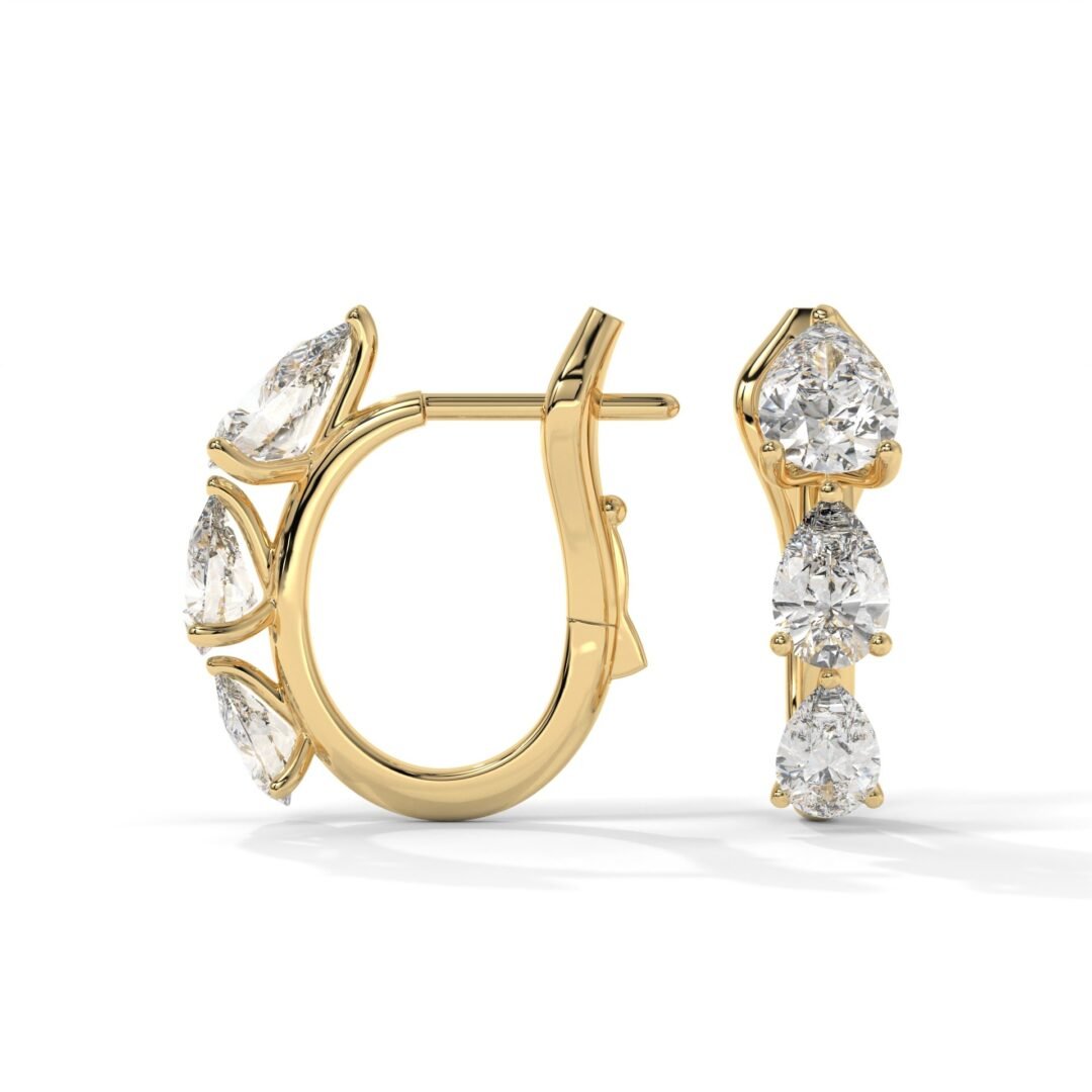 18K Gold Pear-Cut Diamond Hoop Earrings - One Carat Jewelry