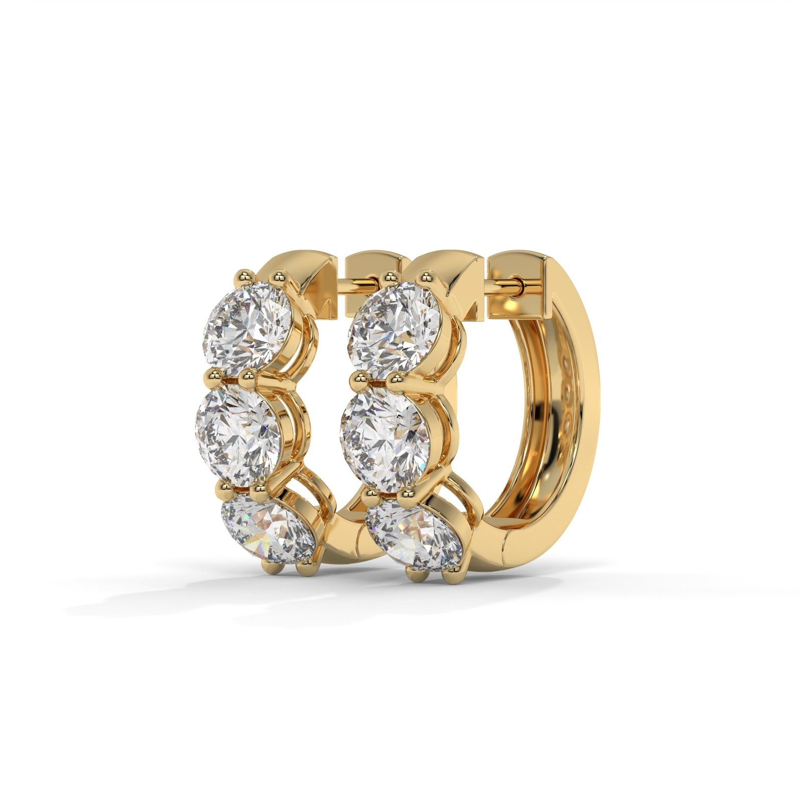 18K Gold Round Brilliant Diamond Hoop Earrings - One Carat Jewelry