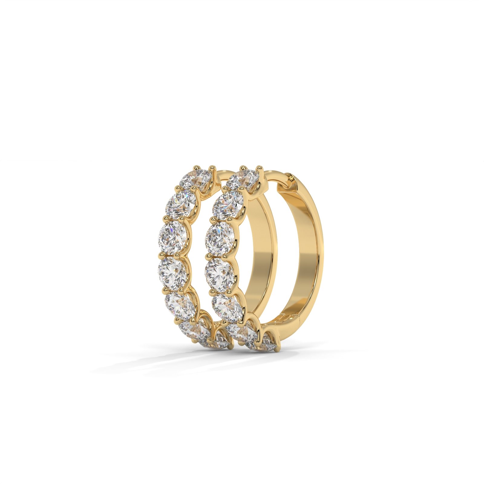 18K Gold Round Diamond Hoop Earrings - One Carat Jewelry
