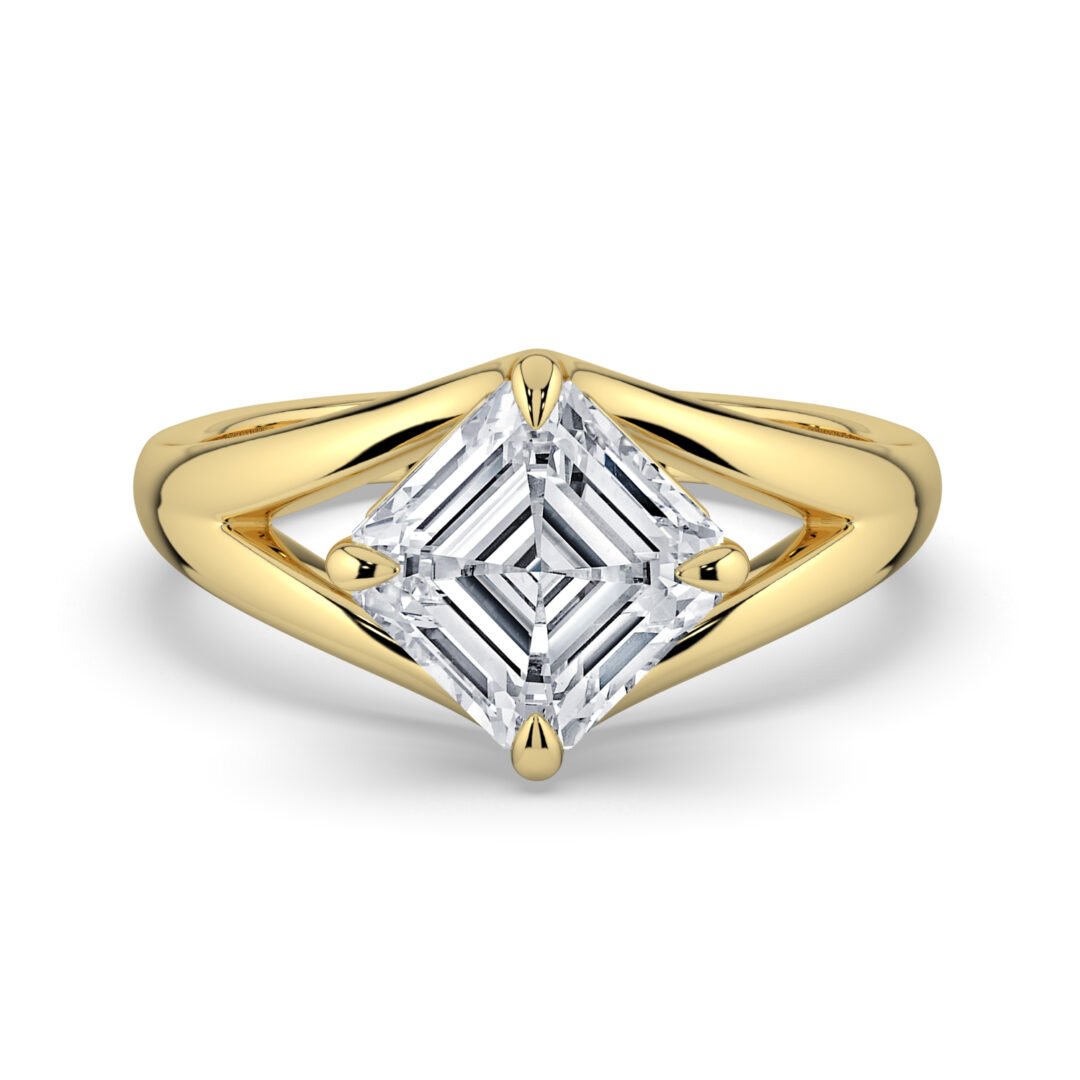 18K Gold Split-Shank Princess-Cut Diamond Ring - One Carat Jewelry