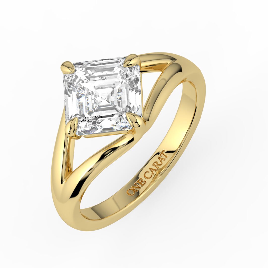 18K Gold Split-Shank Princess-Cut Diamond Ring - One Carat Jewelry