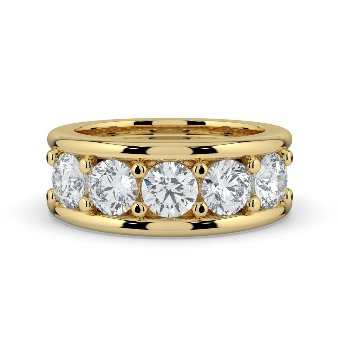 Diamond Bliss 5 Stone Band in 18k Gold - One Carat Jewelry