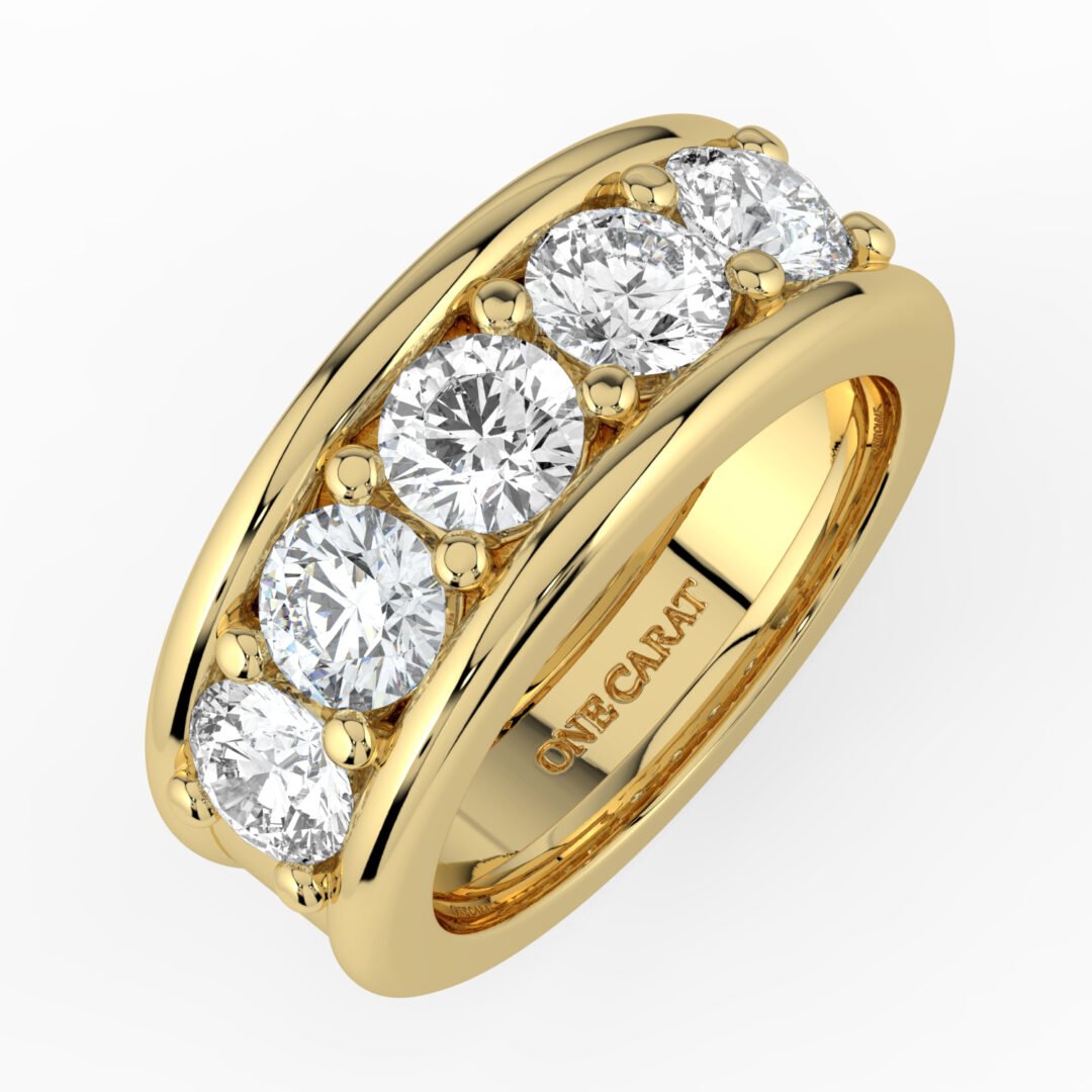 Diamond Bliss 5 Stone Band in 18k Gold - One Carat Jewelry