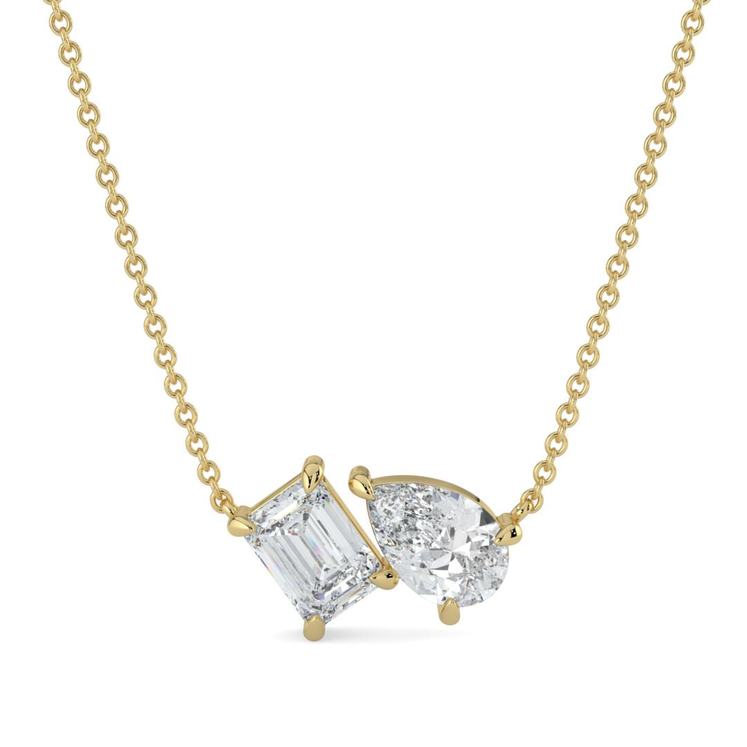 Emerald & Pear Duo Diamond Necklace - One Carat Jewelry