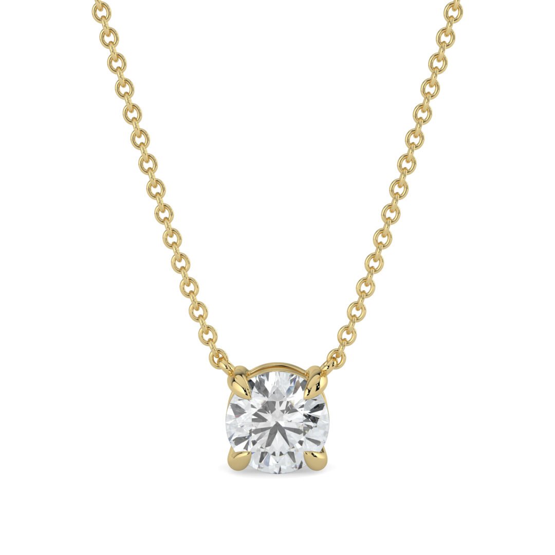 Infinite Glow Round Diamond Necklace in 18k Gold - One Carat Jewelry