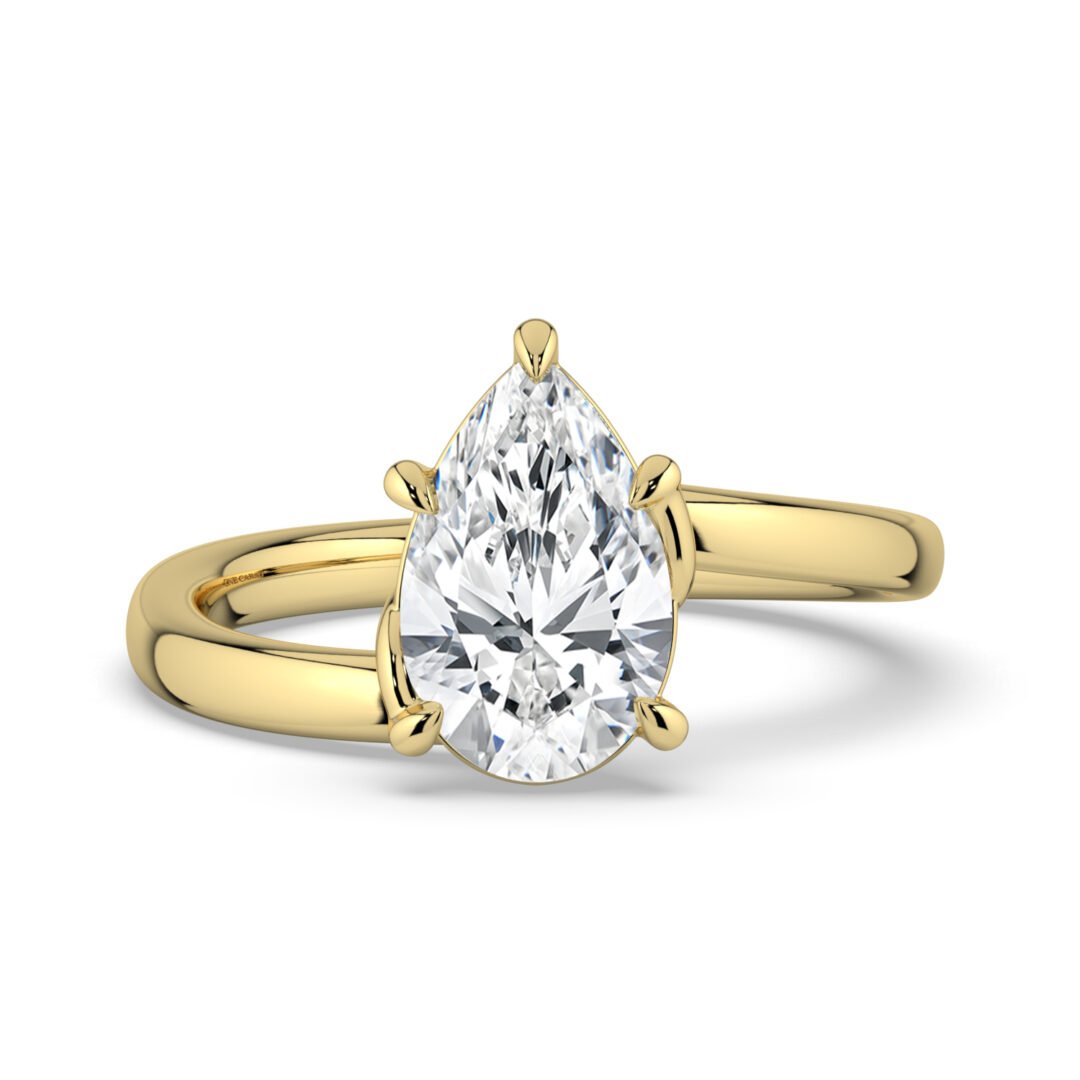 Pear-Shaped Diamond Engagement Ring in 18K Gold - One Carat Jewelry