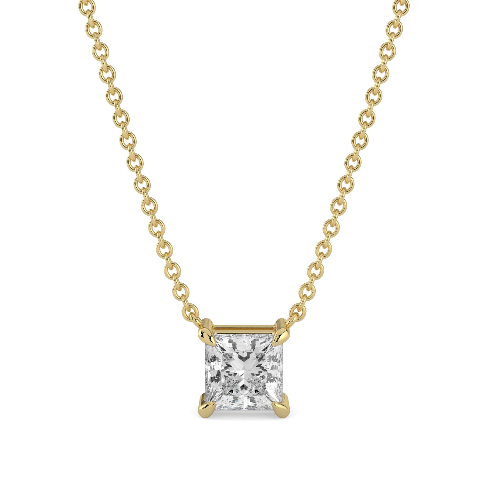 Princess-Cut Diamond Necklace in 18k Gold - One Carat Jewelry