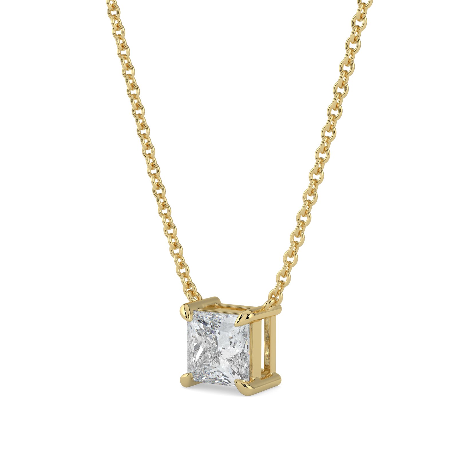 Princess-Cut Diamond Necklace in 18k Gold - One Carat Jewelry