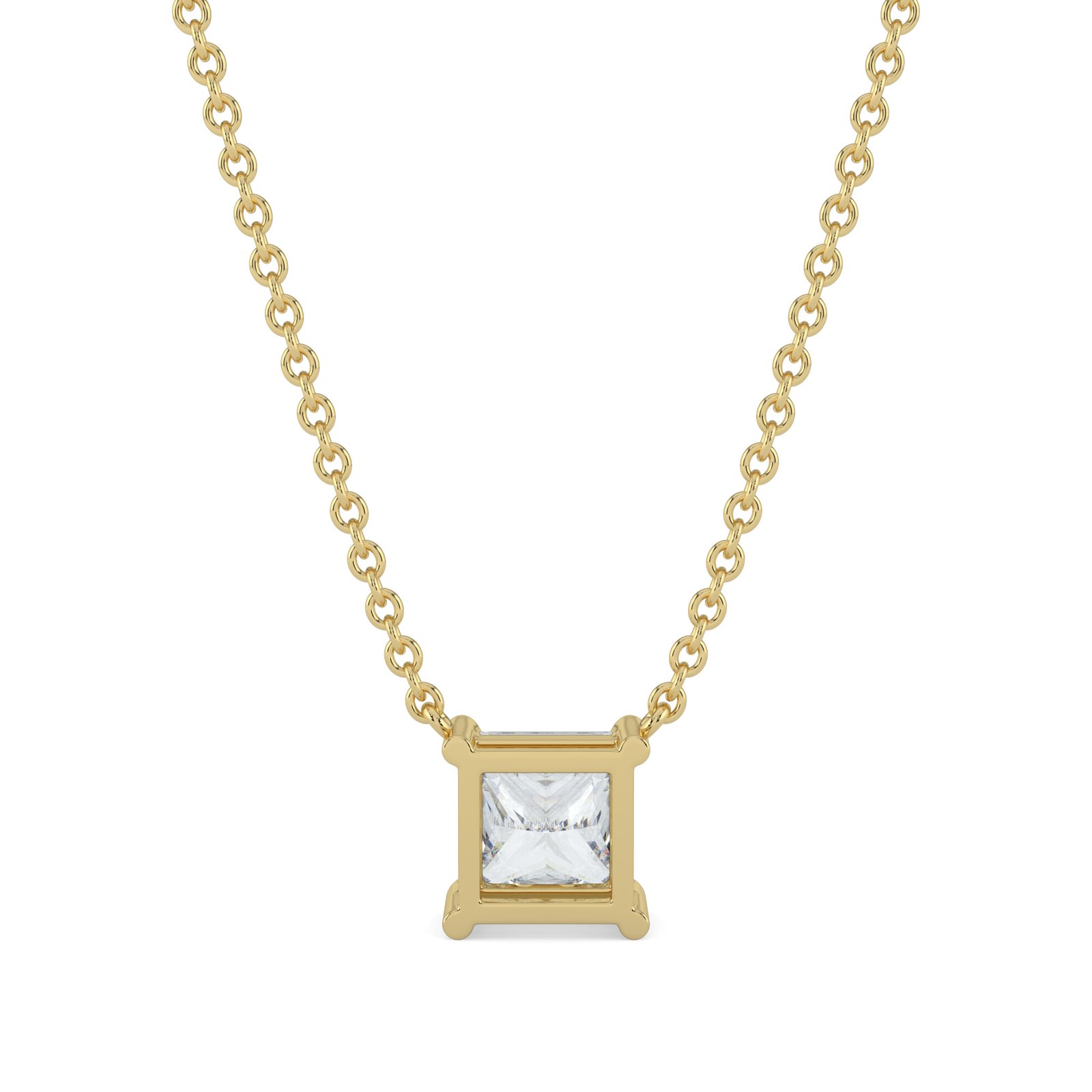 Princess-Cut Diamond Necklace in 18k Gold - One Carat Jewelry