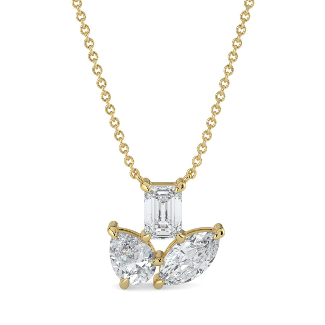 Triple Bloom Diamond Pendant Necklace in 18k Gold - One Carat Jewelry