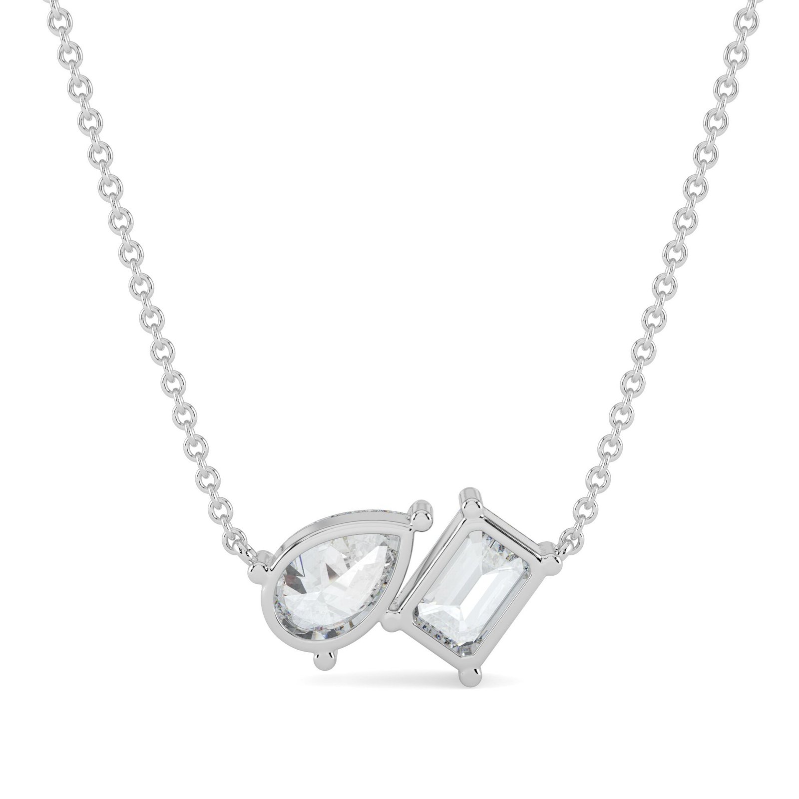 Emerald & Pear Duo Diamond Necklace - Image 4