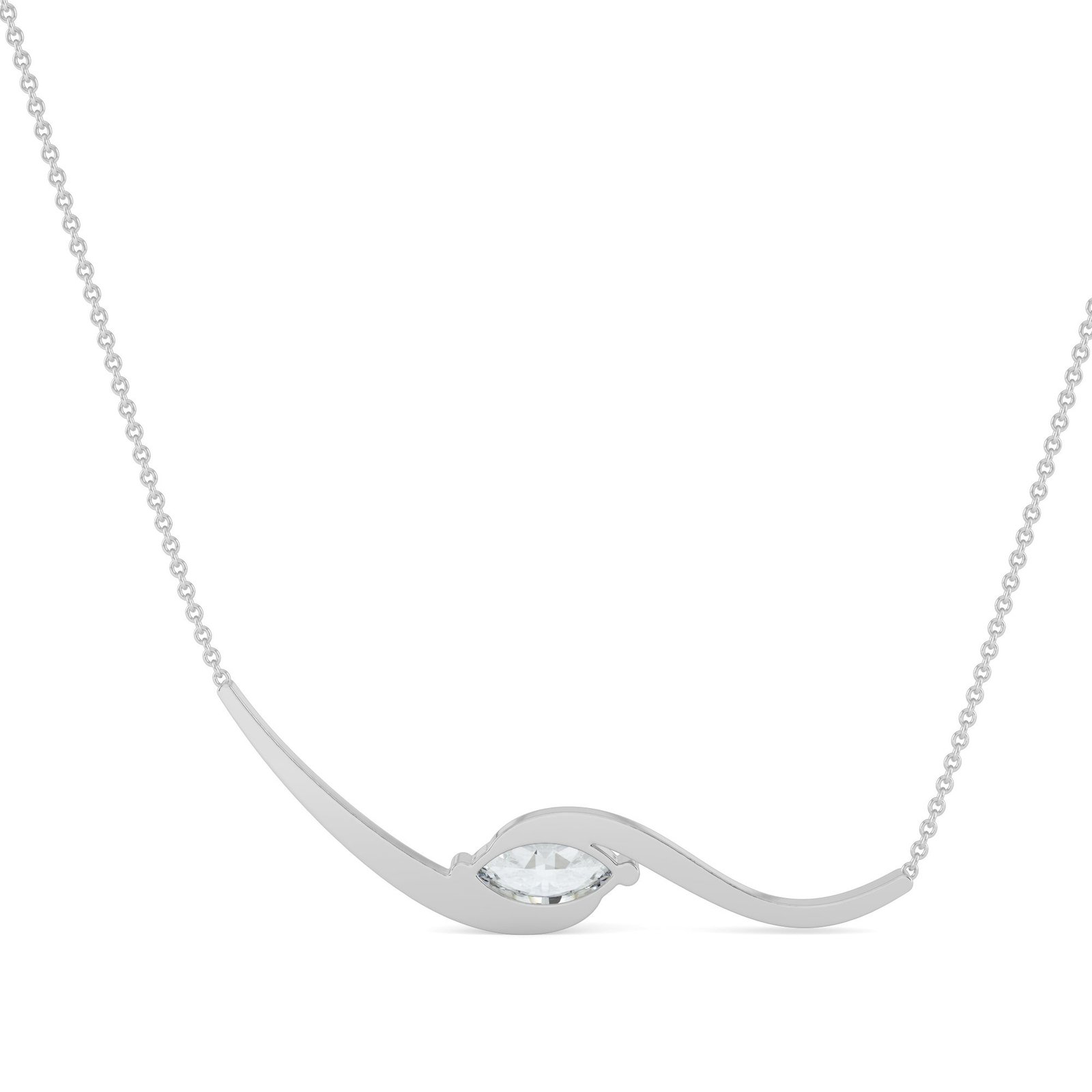 18K Gold Marquise Diamond Wave Necklace - Image 4