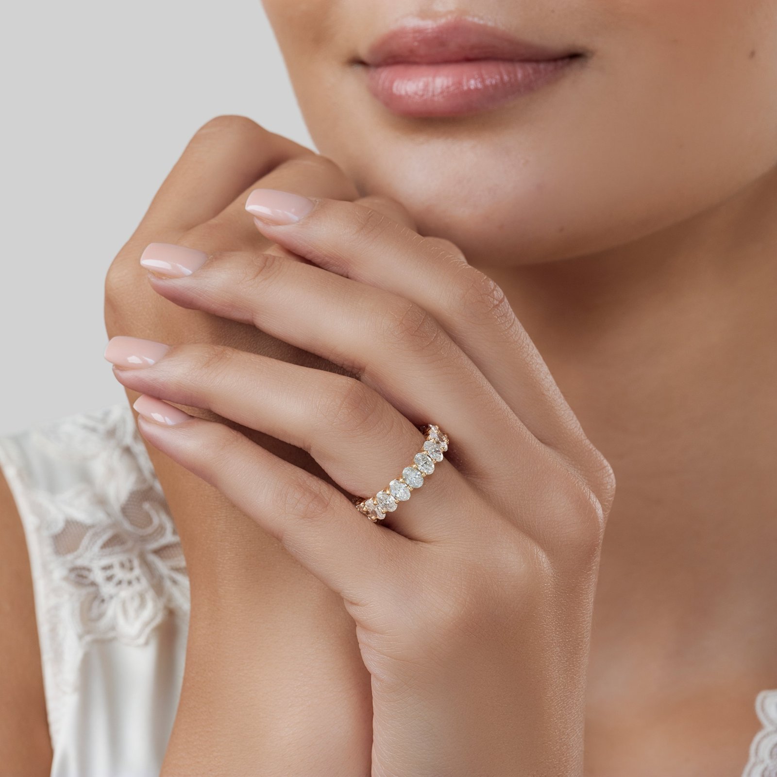 18K Gold Oval Lab-Grown Diamond Eternity Band - Image 5