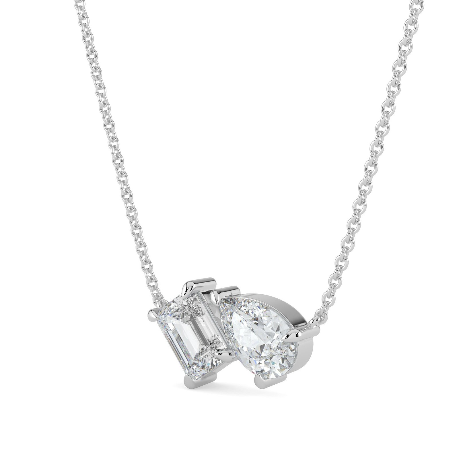 Emerald & Pear Duo Diamond Necklace - Image 2