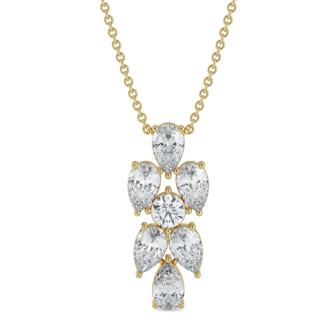 18K Gold Diamond Cluster Floral Pendant Necklace - One Carat Jewelry