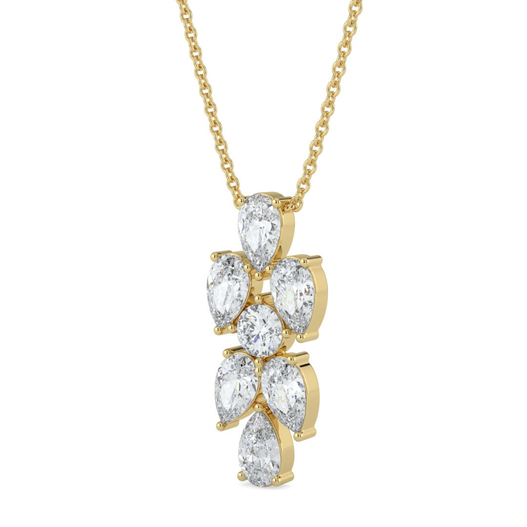 18K Gold Diamond Cluster Floral Pendant Necklace - One Carat Jewelry