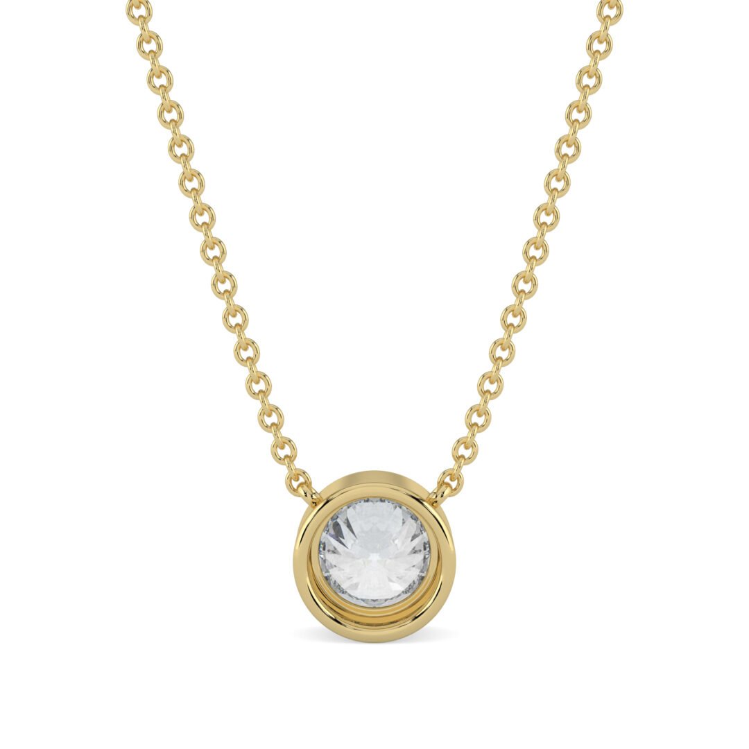 18k Gold Halo Diamond Necklace - One Carat Jewelry