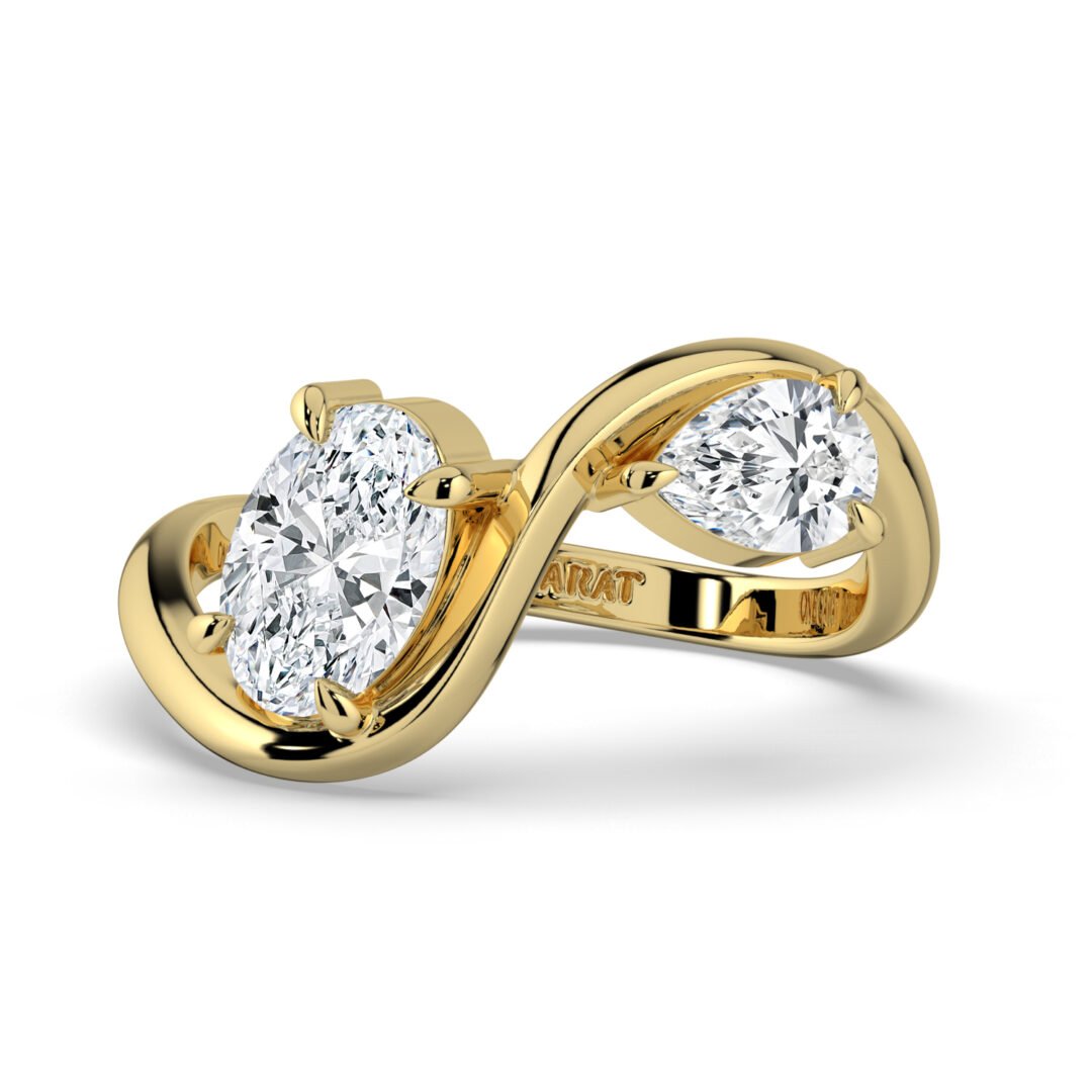18K Gold Infinity Diamond Ring with Oval & Pear Cuts - One Carat Jewelry