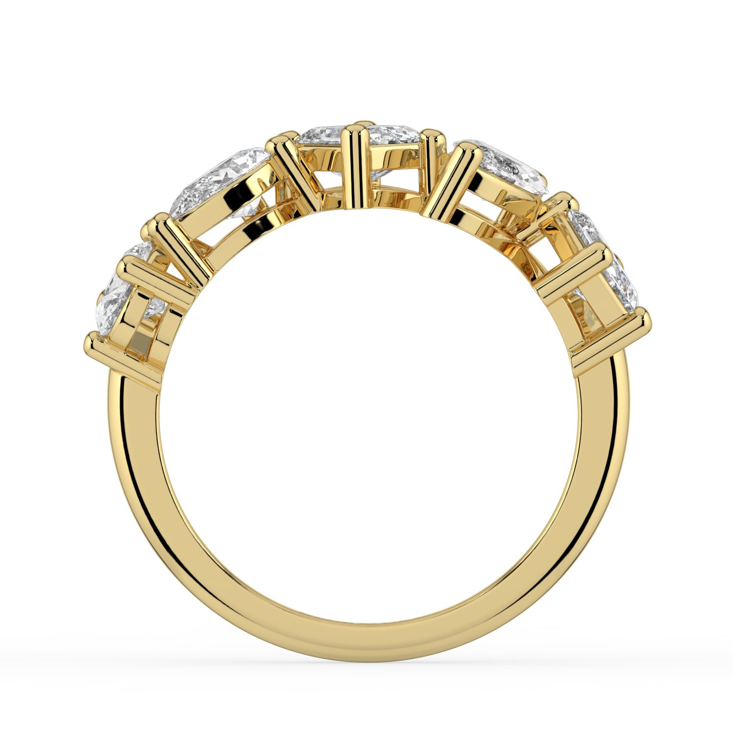 18K Gold Mixed Five-Stone Diamond Band Ring - One Carat Jewelry