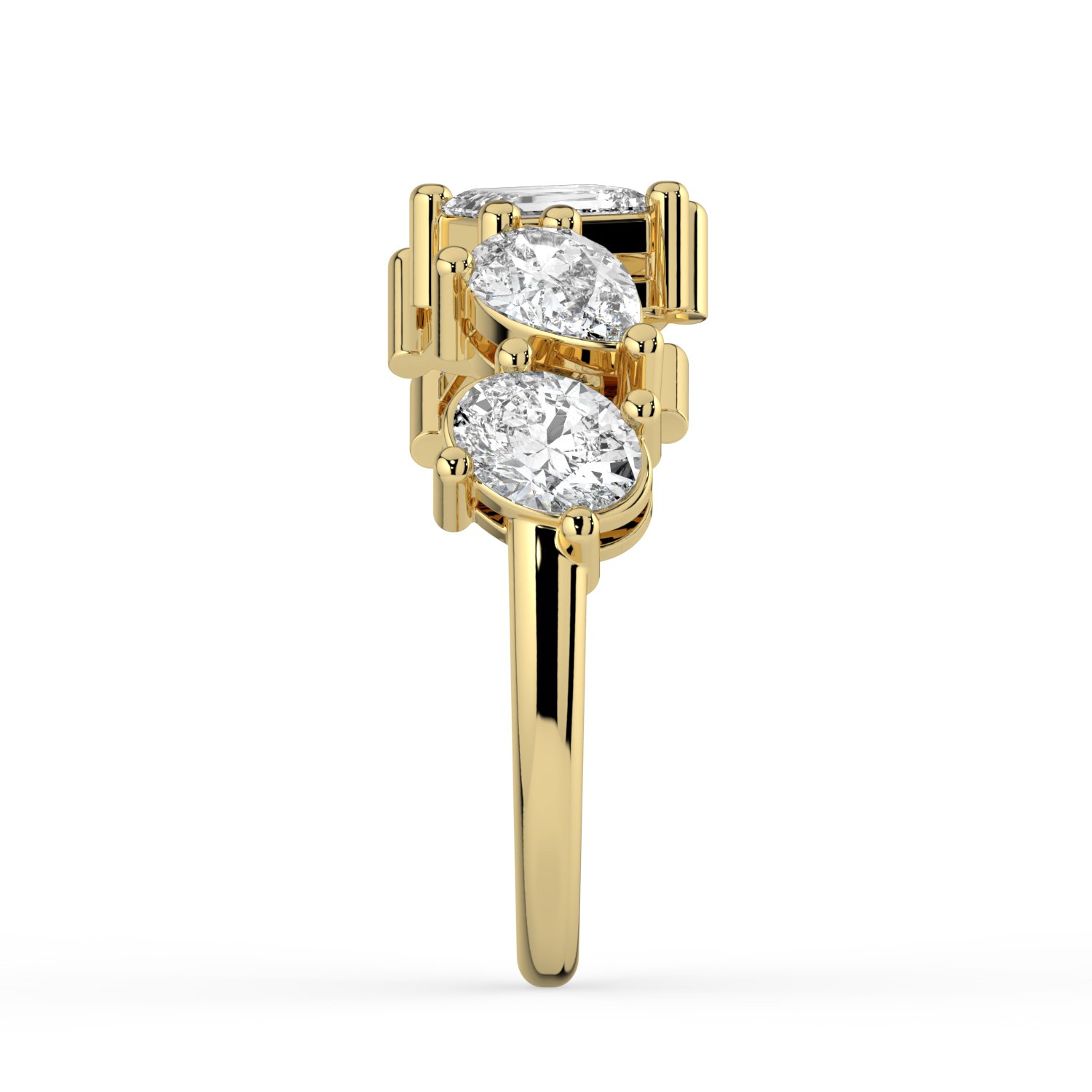 18K Gold Mixed Five-Stone Diamond Band Ring - One Carat Jewelry