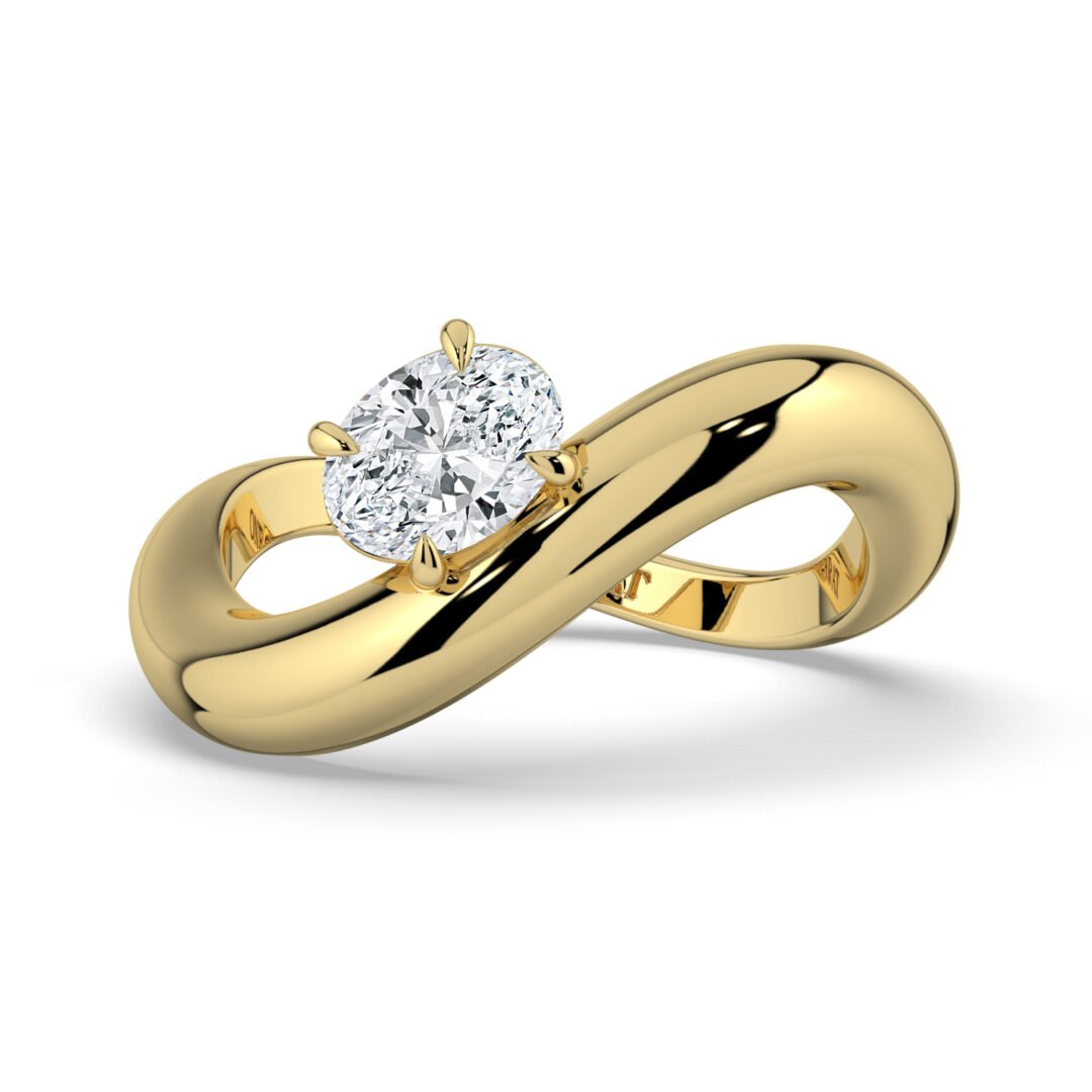 18K Gold Oval Diamond Infinity Ring - One Carat Jewelry