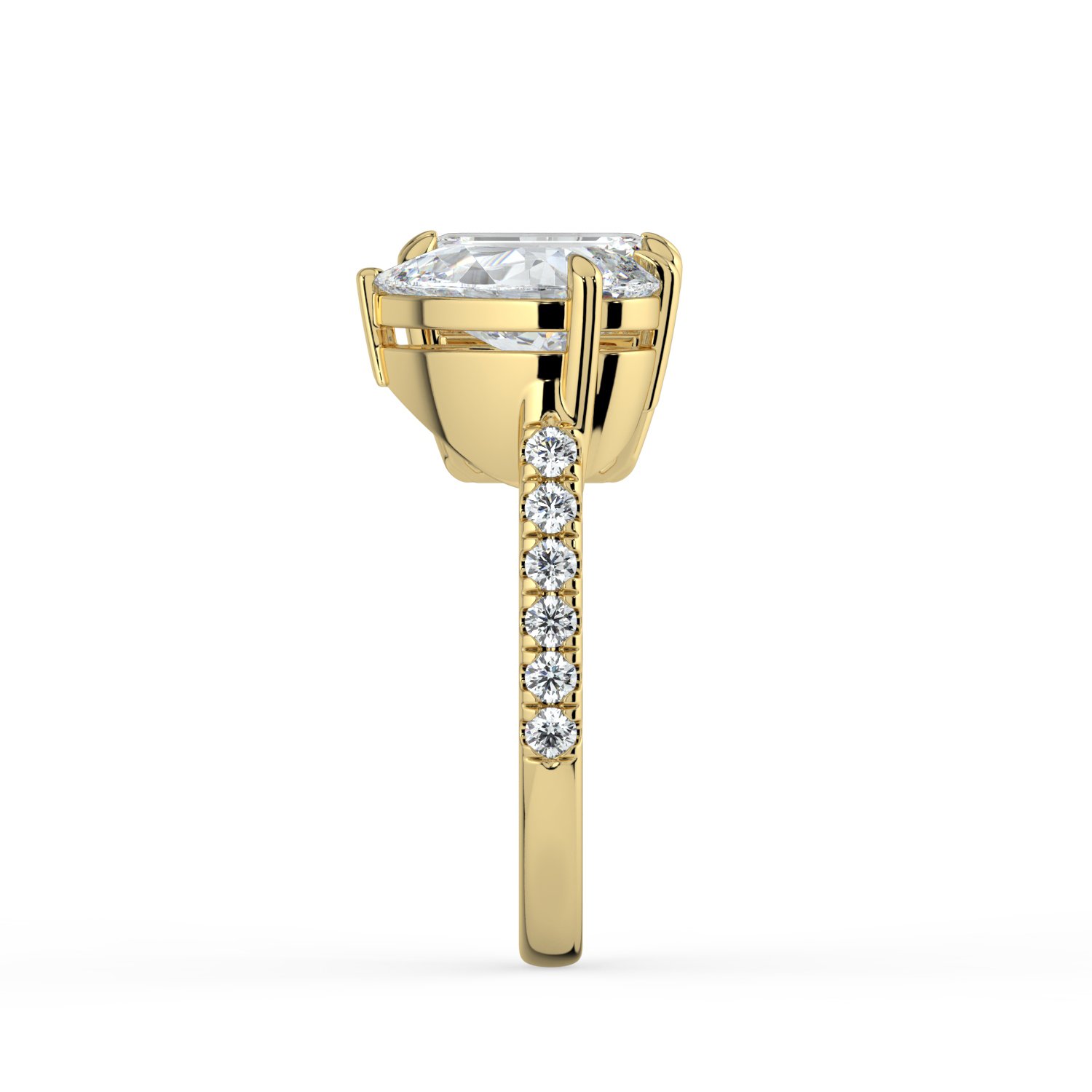 18K Gold Pear & Emerald-Cut Diamond Bypass Ring - One Carat Jewelry