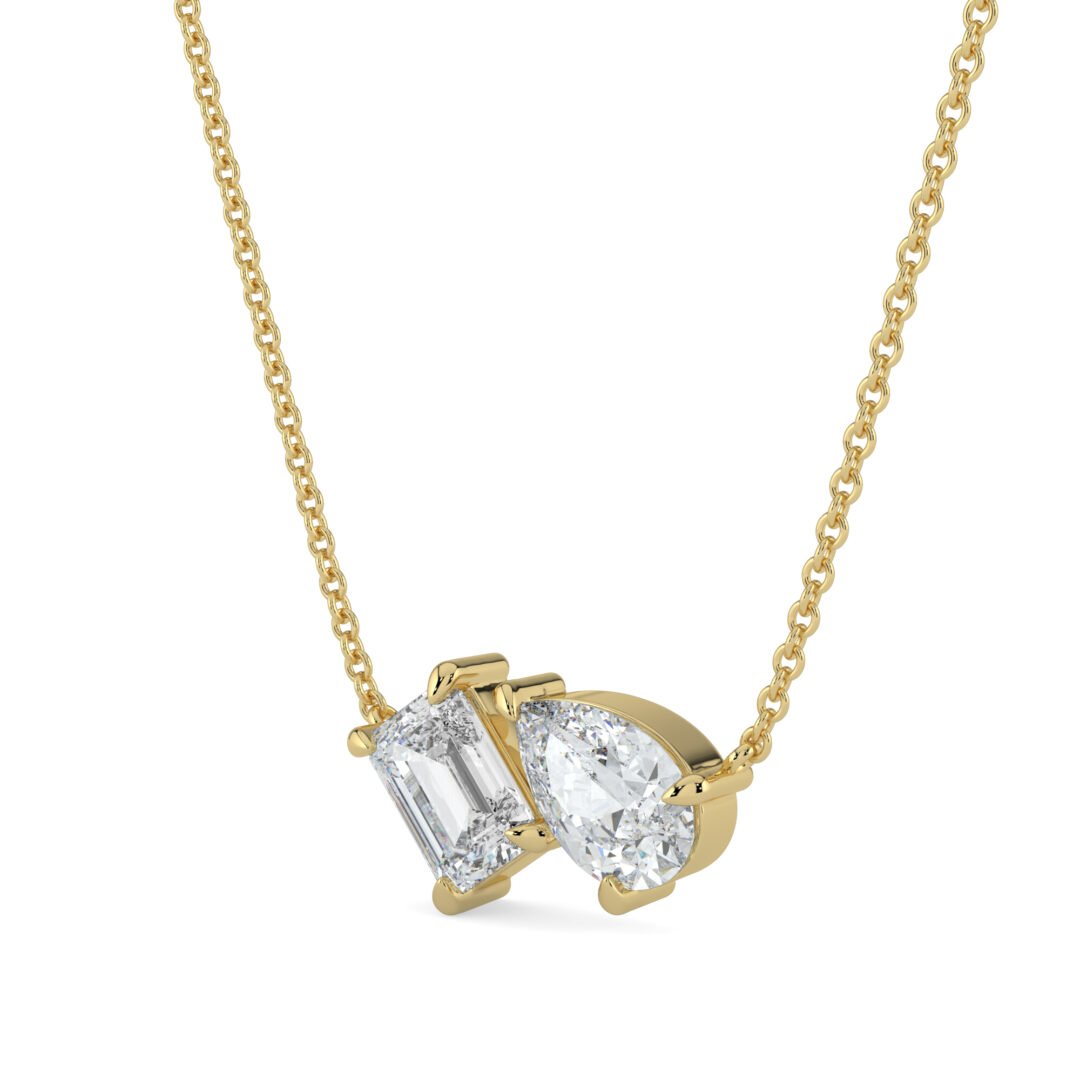 Emerald & Pear Duo Diamond Necklace - One Carat Jewelry
