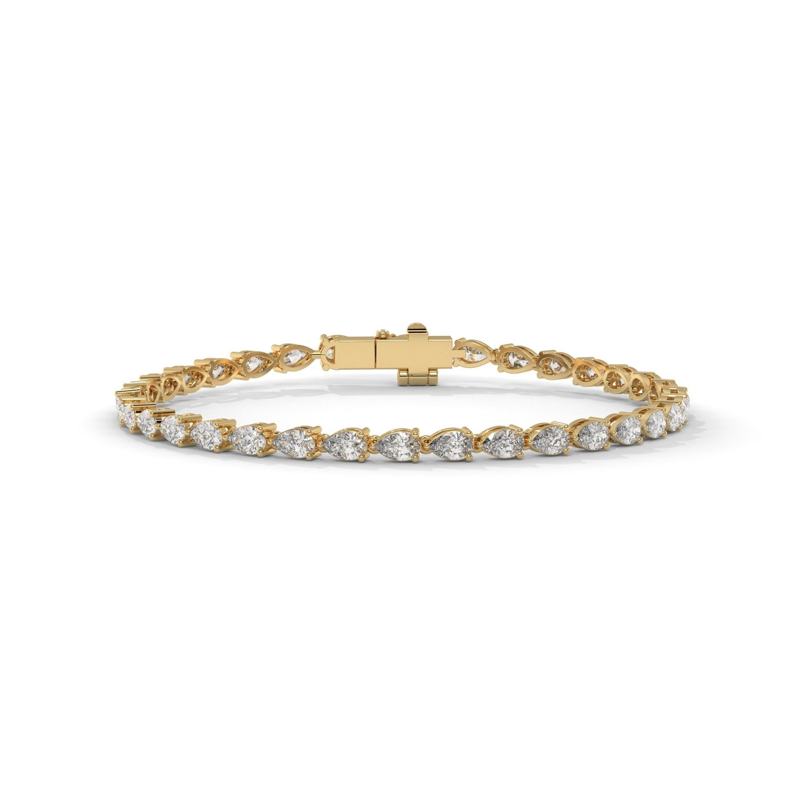 Pear Elegance 18k Gold Diamond Tennis Bracelet - One Carat Jewelry