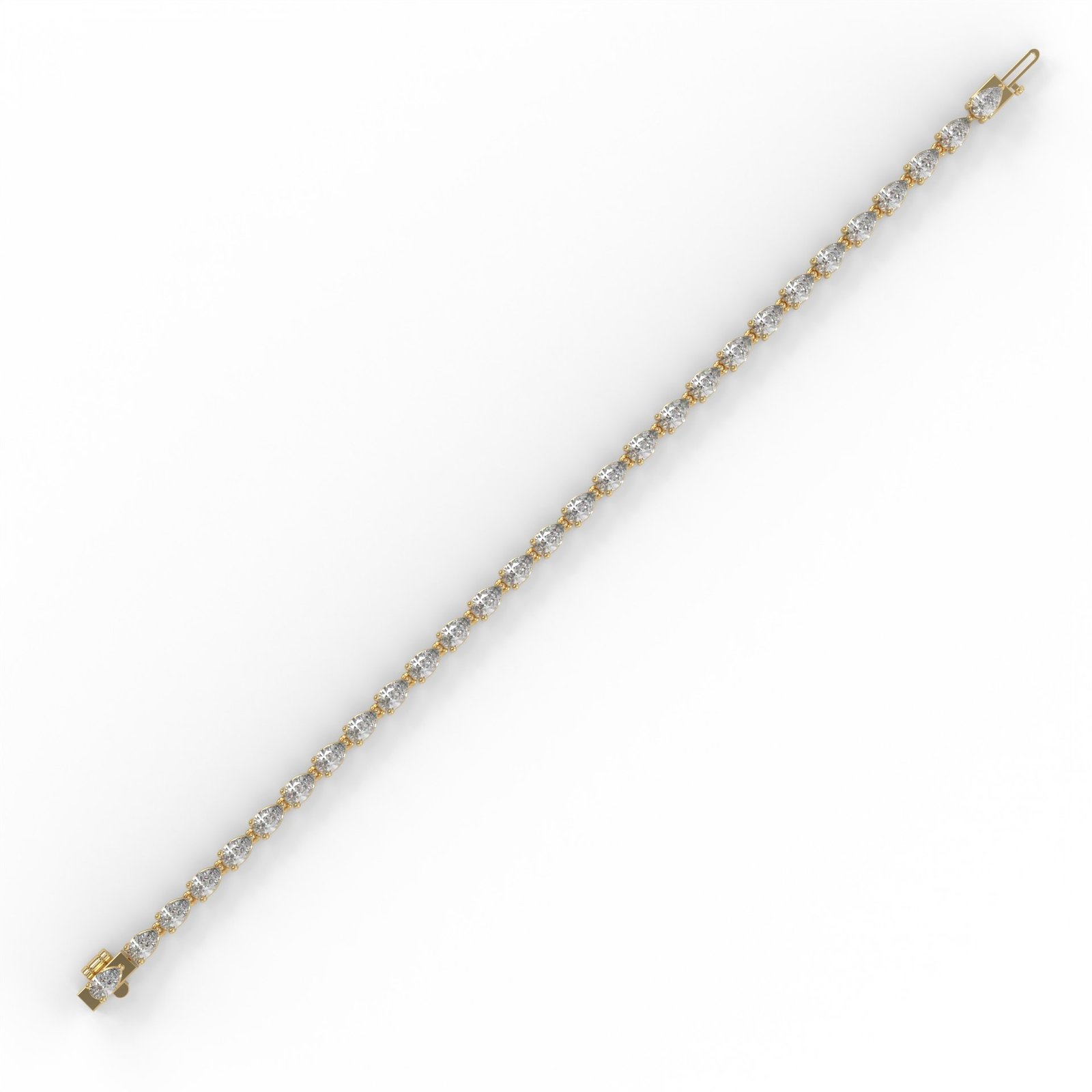 Pear Elegance 18k Gold Diamond Tennis Bracelet - One Carat Jewelry