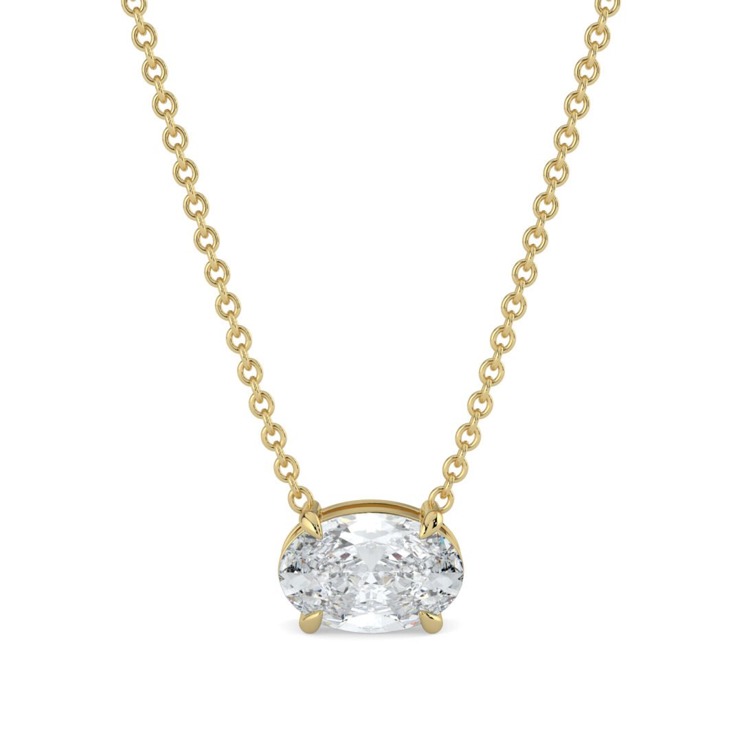 Radiant Oval Diamond Necklace in 18k Gold - One Carat Jewelry