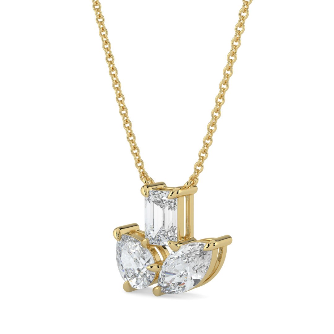 Triple Bloom Diamond Pendant Necklace in 18k Gold - One Carat Jewelry