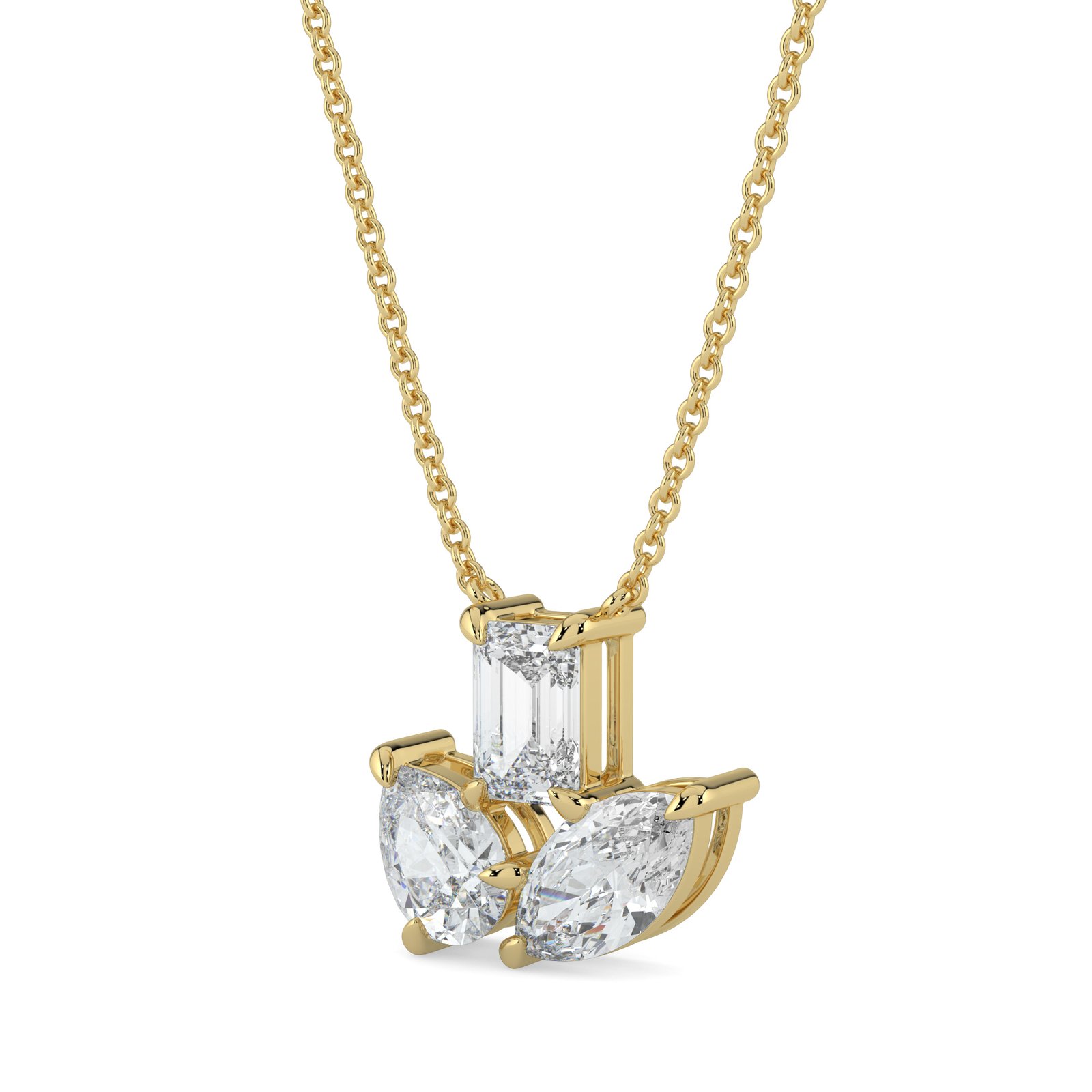 Triple Bloom Diamond Pendant Necklace in 18k Gold - One Carat Jewelry