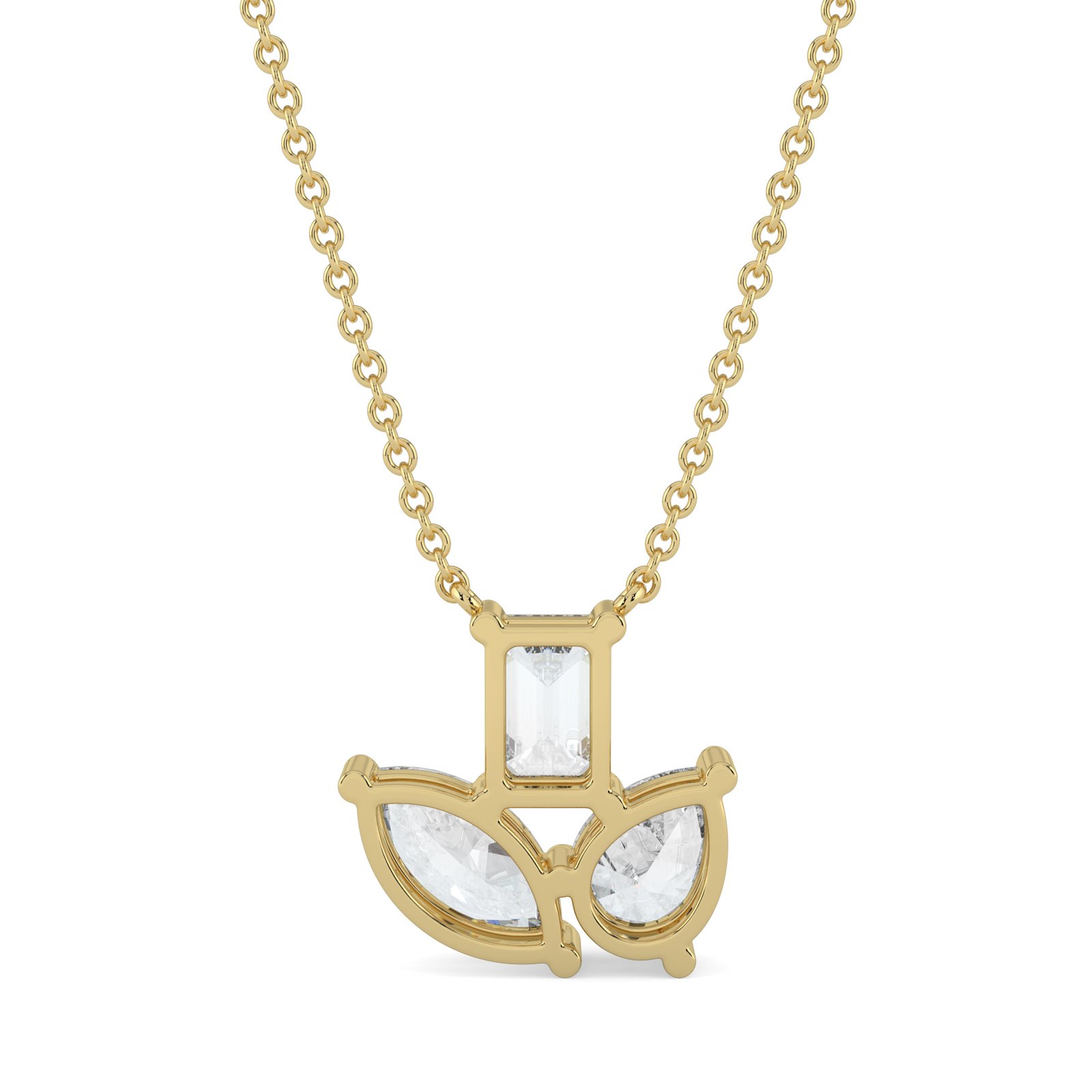 Triple Bloom Diamond Pendant Necklace in 18k Gold - One Carat Jewelry