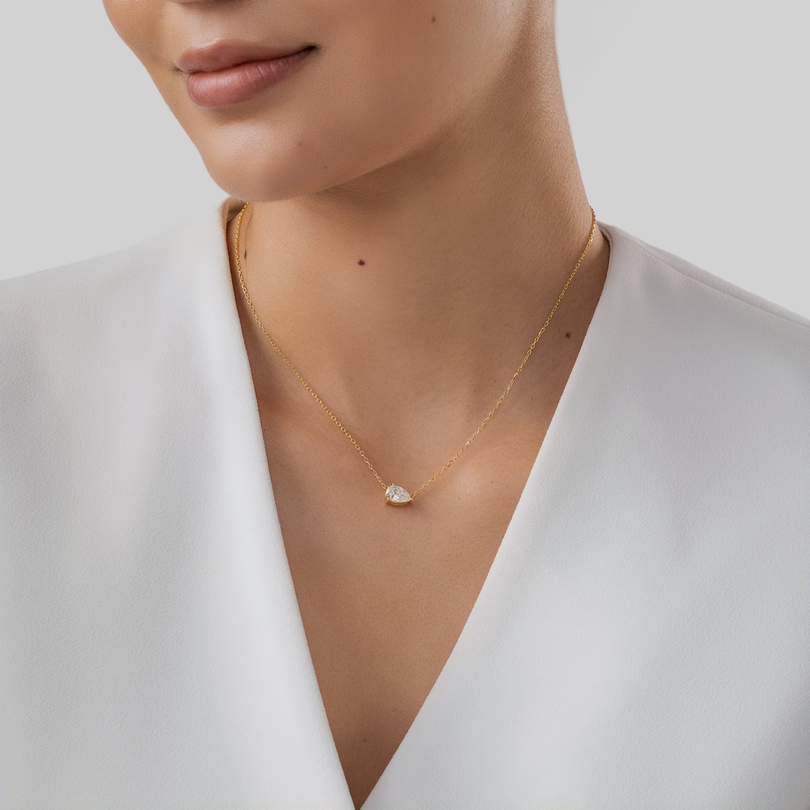 Raindrop Diamond Necklace in 18k Gold - Image 5