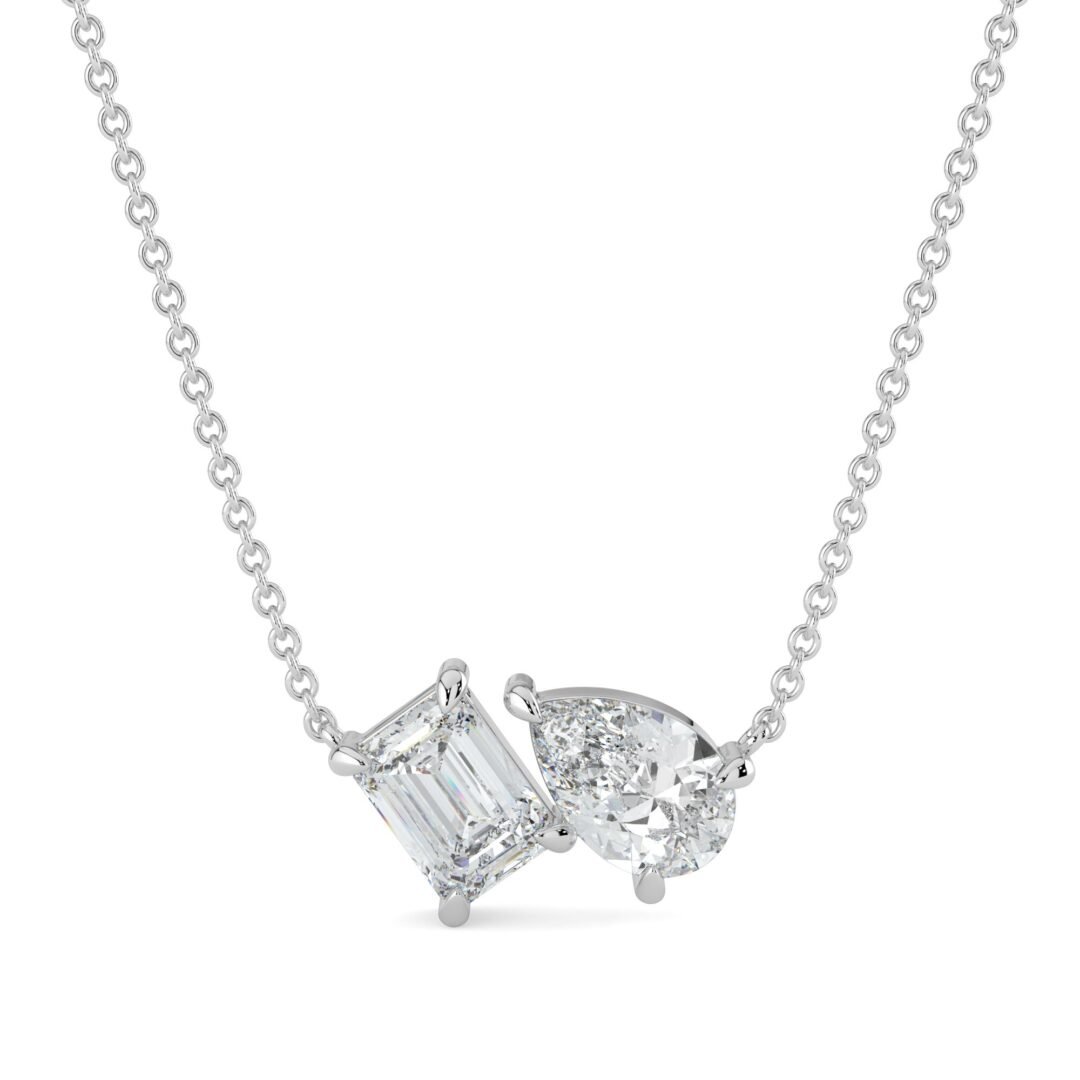 Emerald & Pear Duo Diamond Necklace